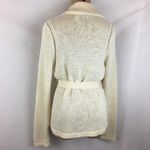 Cassin 100% Linen Ivory Woven Long Sleeve Belted Cardigan Sweater M Size M Photo 2