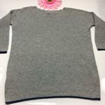 Joie Soft  Wool Blend Crewneck Sweater: Grey - Navy Blue Trim Photo 3