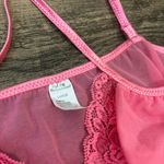 pink sheer lace tank top with tie detailing Photo 3