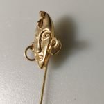 Art Deco Tribal Face Mask Label Stick Pin Gold Tone Unique Dangle Design 2 Inch Photo 9