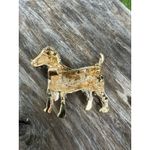 Cute Dog‎ Pup Animal Brooch Pin Black & Blue Enamel Crystal Goldtone Dalmatian Photo 3