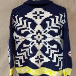 Anthropologie Maeve x  Blue Striped Aztec Fair Isle Zip Cardigan Coat Photo 2