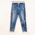 Moussy Vintage Isko Distressed Mid Rise Raw Hem Jeans Designer Ridgewood Blue 26 Photo 2
