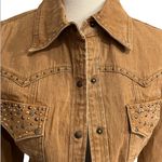 DG2 Embellished Distressed Wash Denim Shacket Brown Size XS Photo 2