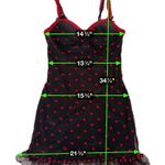 Madden Girl  Black Mesh Mini Dress Red Heart Print Lace Trim Slip Dress Size M Photo 15