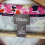 Chico's Abstract Floral Tunic Top Size 2 Large Multicolor V-Neck Stretch Colorful Photo 3