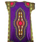 Purple Dashiki Maxi Dress Traditional African Tunic Vibrant Print Cotton NWT Size L Photo 6
