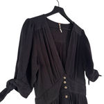 Free People Love Of My Life Black Button Front Midi Dress M | Tie Sleeves Photo 2