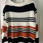 KIRUNDO Women Cute Striped Contrast Color Sweater White Photo 0