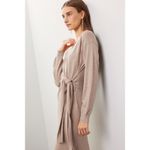 Modern Citizen  Lenese Beige Knit Tie Waist Long Sleeve Wrap Midi Dress Size S Photo 2