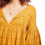 Free People Beaumont Mews Golden Boho Peasant Cotton Crop Top Mustard Size XS Photo 10