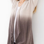 Barefoot Dreams  Cozy Chic Lite Ombré Calypso Wrap Cardigan S/M Stone and Cocoa Photo 0