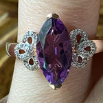 Rose De France Amethyst Marquise Cut Sterling Silver Ring Size 8 Photo 0