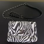 Badgley Mischka Black & White Zebra Print Sequin Embellished Crossbody Handbag Photo 1
