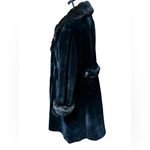 Vintage Borgazia Black Double Breasted Long Faux Fur Coat size 16 Photo 7