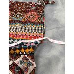 EMBER Coffee Brown Deep Vneck Tie Cuffs Festival Boho Blouse Top Large vacation Photo 7