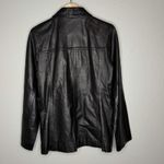 EXPRESS  Black Genuine Leather Zip Front Jacket Womens Small Y2K Minimal Moto Photo 1