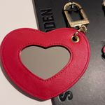Steve Madden Red Heart Mirror Bag Charm Gold Keychain NEW Photo 3