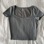 Hollister Light Grey Rib Knit Cropped Tee Photo 0