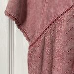 easel  Washed Pink Lace Embroidered Babydoll Tee Photo 2