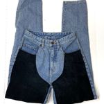 Pepe Jeans Vintage Pepe’s Jeans Leather Patchwork Stiff Denim Tapered Jeans Photo 0