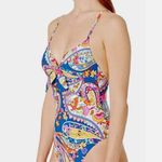 Trina Turk  Moroccan Paisley Knot Front High Leg One Piece Swimsuit Size 10 Photo 2