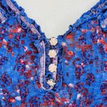Free People Babydoll Peplum Tank Top Sz XS Blue Floral Bohemian Cottage Photo 2