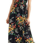 Madewell  Ruffle-Strap Wrap Midi Dress in Black Orchid Bouquet Size 12 Photo 0