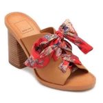 Dolce Vita Aleeya Red Floral Scarf Tie Leather Block Heel Peep Toe Sandals 8.5 Photo 15