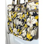 Vera Bradley Quilted Tote Bag Floral Print Yellow White Black Shoulder Bag Photo 3