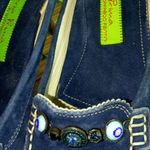 Goffredo Fantini Materia Prima 7.5 37EU Suede Kitten Heeled Mules in Blue Photo 4