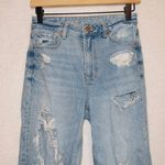 American Eagle AE Light Wash Denim High Rise Distressed Relaxed Fit Mom Jean Photo 1
