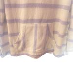 Ocean Drive Hoodie – Large, Blue and White Striped Pullover with Raw Hem Photo 3