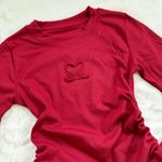 Dazy Red long sleeve top with heart cutout and ruching Size XS Photo 2
