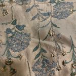 A Gogo Original Makeup Bag Zipper Pouch 10x7 Embroidered Floral Ivory Blue Green Photo 4