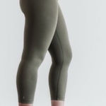 Nobull  mid rise green olive heathered tight legging crop workout- Size Medium Photo 0