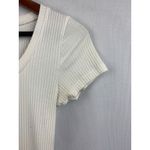 Hollister White Ribbed Button-Front Short Sleeve Top Size S Photo 2