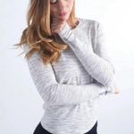 Zyia  Active Women Large Light Heather Grey Gray Split Back Long Sleeve Top Shirt Photo 3