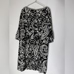Talbots  Paisley Crepe Shift Dress‎ Women’s Bell Sleeves Black and White Sz 14W Photo 1