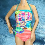 Anne cole  Beach Print 1 Piece Strapless Swimsuit S Photo 2