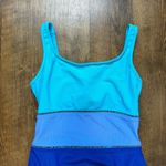 Vtg Christina 3 Tone One Piece Swimsuit Sz 12 Turquoise Periwinkle Blue Photo 6