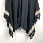 Cullen Black Fringe Fine Wool & Cashmere Poncho Style Sweater Photo 3