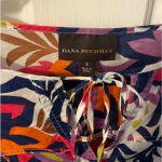 Dana Buchman ‎ Women's Floral Cotton Button down Tunic Roll Tab Sleeves Size S Photo 3