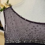 La Femme  Glam Long‎ Jersey Dress with Sheer Neckline and Stones Open Back Sz 4 Photo 4