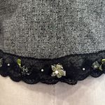 Y2k vintage lace trim rosette detail funky tie front tweed blazer Fairycore Gray Photo 12