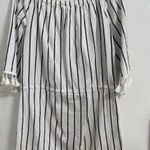 Blue Island  black striped top with fringe sizzle Med Photo 1