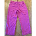 Athleta Retreat pink 100% linen wide leg crop pant size large Photo 5