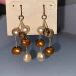 Michael Lu Cultured Pearl Dangling Earrings Brown Natural‎ Date Night Wedding Photo 2