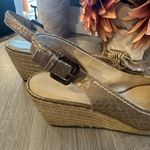 Franco Sarto 7.5 Gold Leather Espadrille Wedge Leanna Photo 4