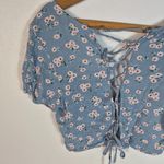 Sky And Sparrow Blue Floral Crop Top Photo 5